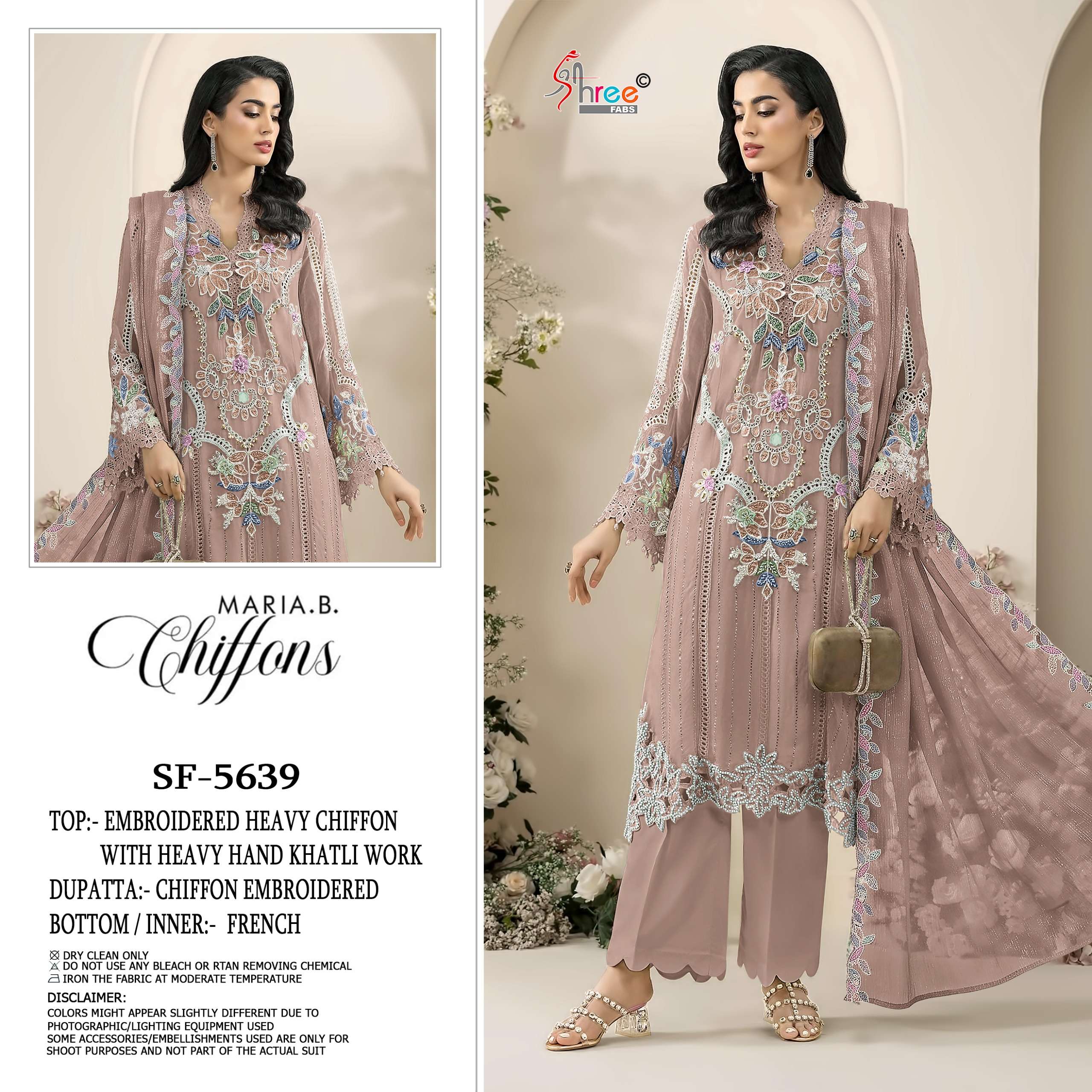 SHREE FABS SF 5639 COLOR CHIFFON HEAVY HAND KHATLI PAKISTANI SUIT WHOLESALER